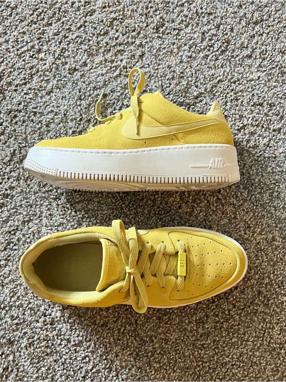 Women’s Yellow Suede Lace-Up Sneakers
